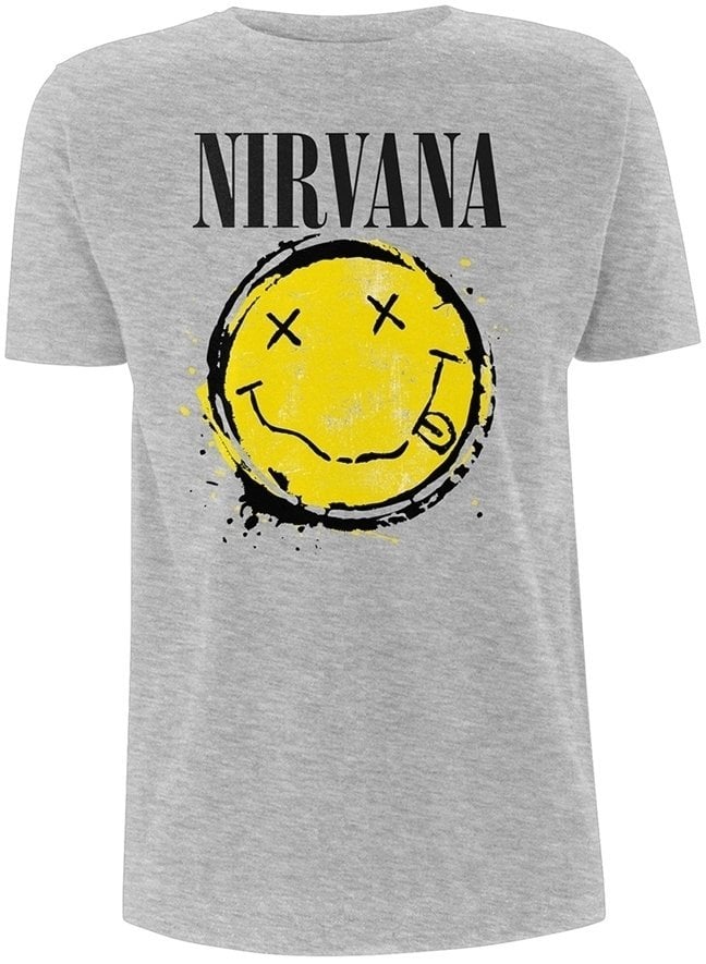 T-Shirt Nirvana T-Shirt Happy Face Splat Grey M