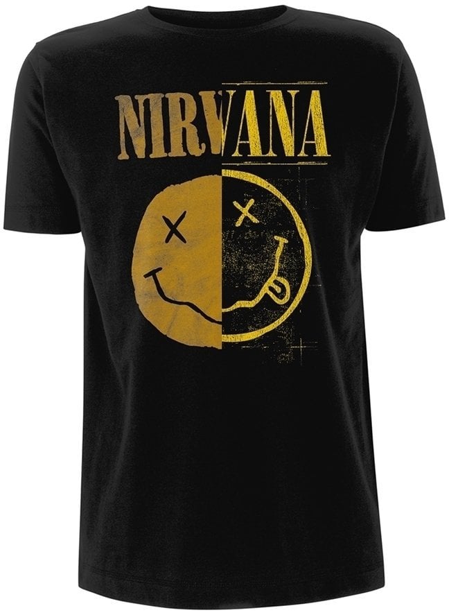 Shirt Nirvana Shirt Spliced Happy Face Black S