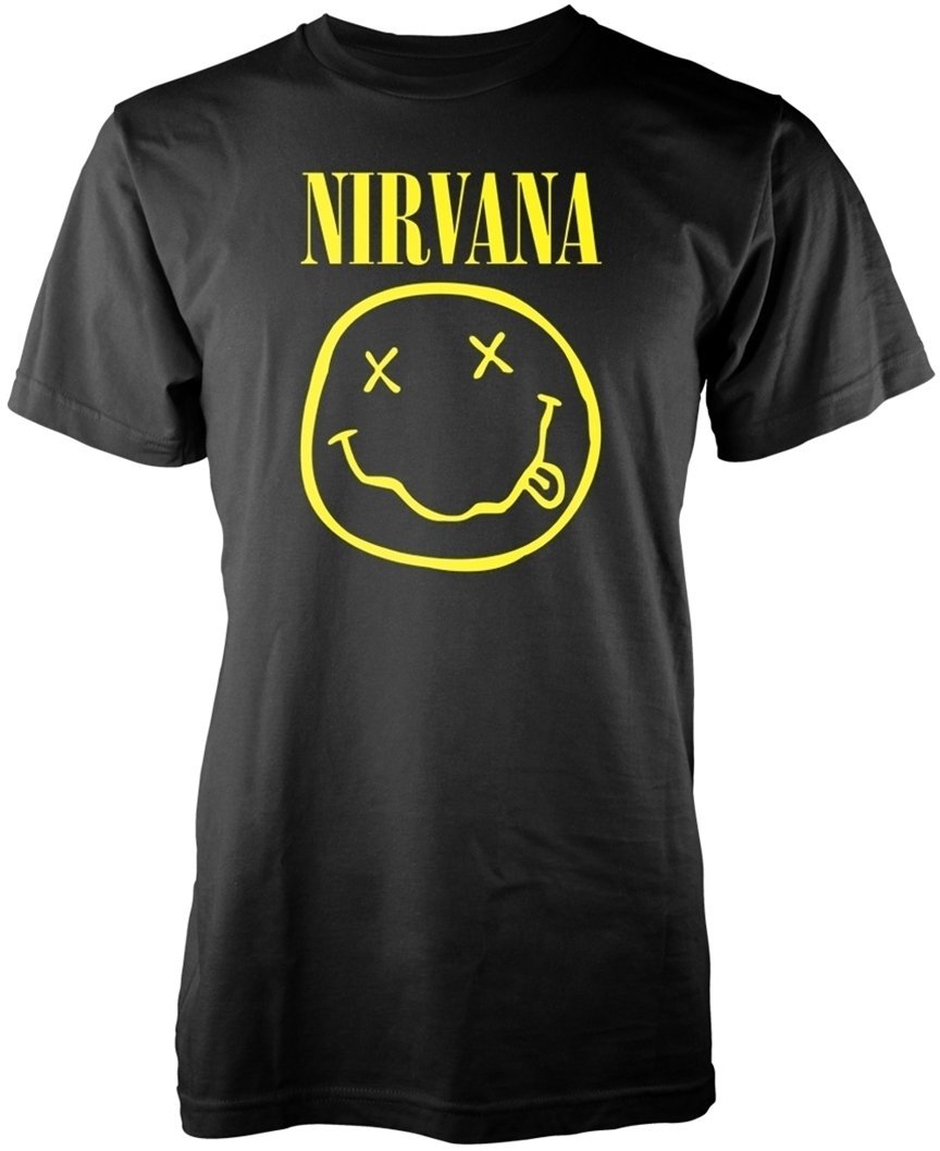 Camiseta de manga corta Nirvana Camiseta de manga corta Happy Face Logo Black S