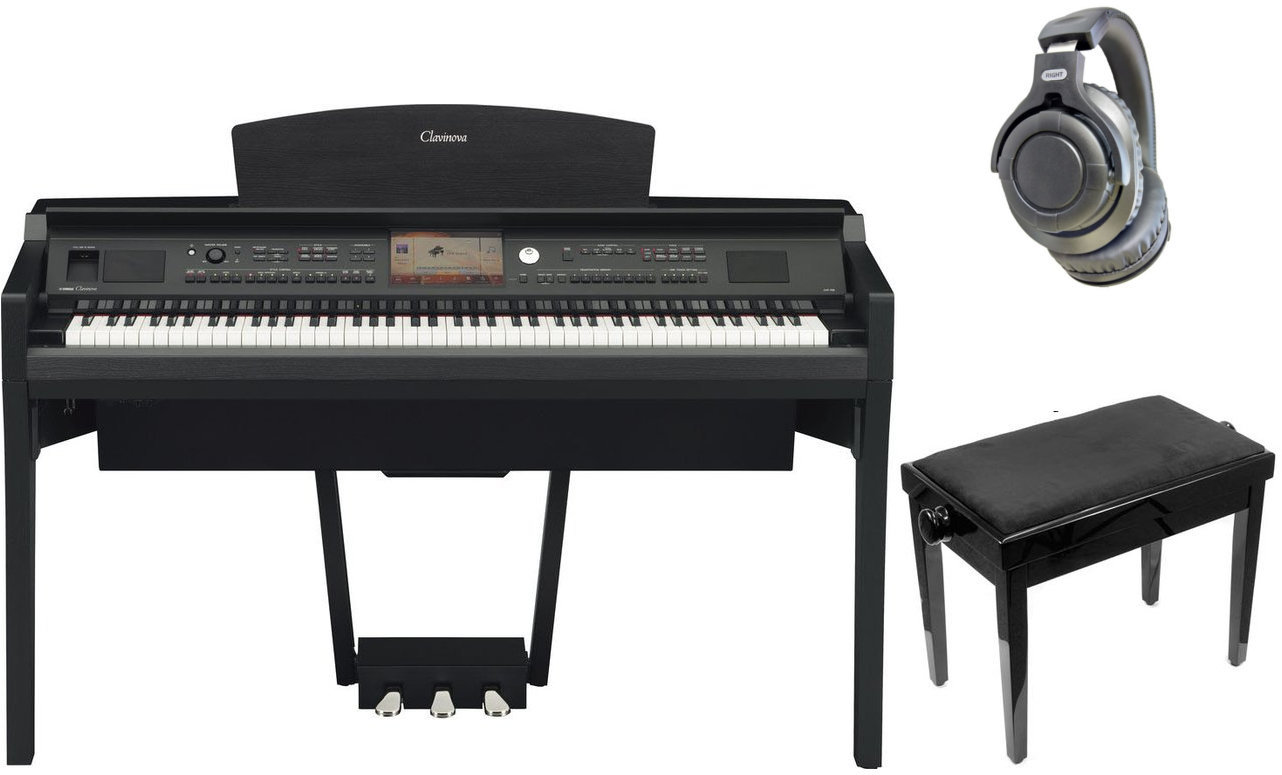 Piano numérique Yamaha CVP 709 Polished EB SET Polished Ebony Piano numérique