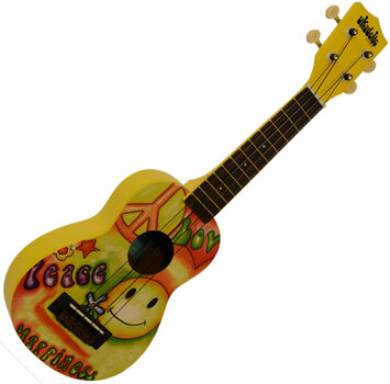 Soprano ukulele Kala Ukadelic Soprano Original Art Yellow Peace and Love - 1