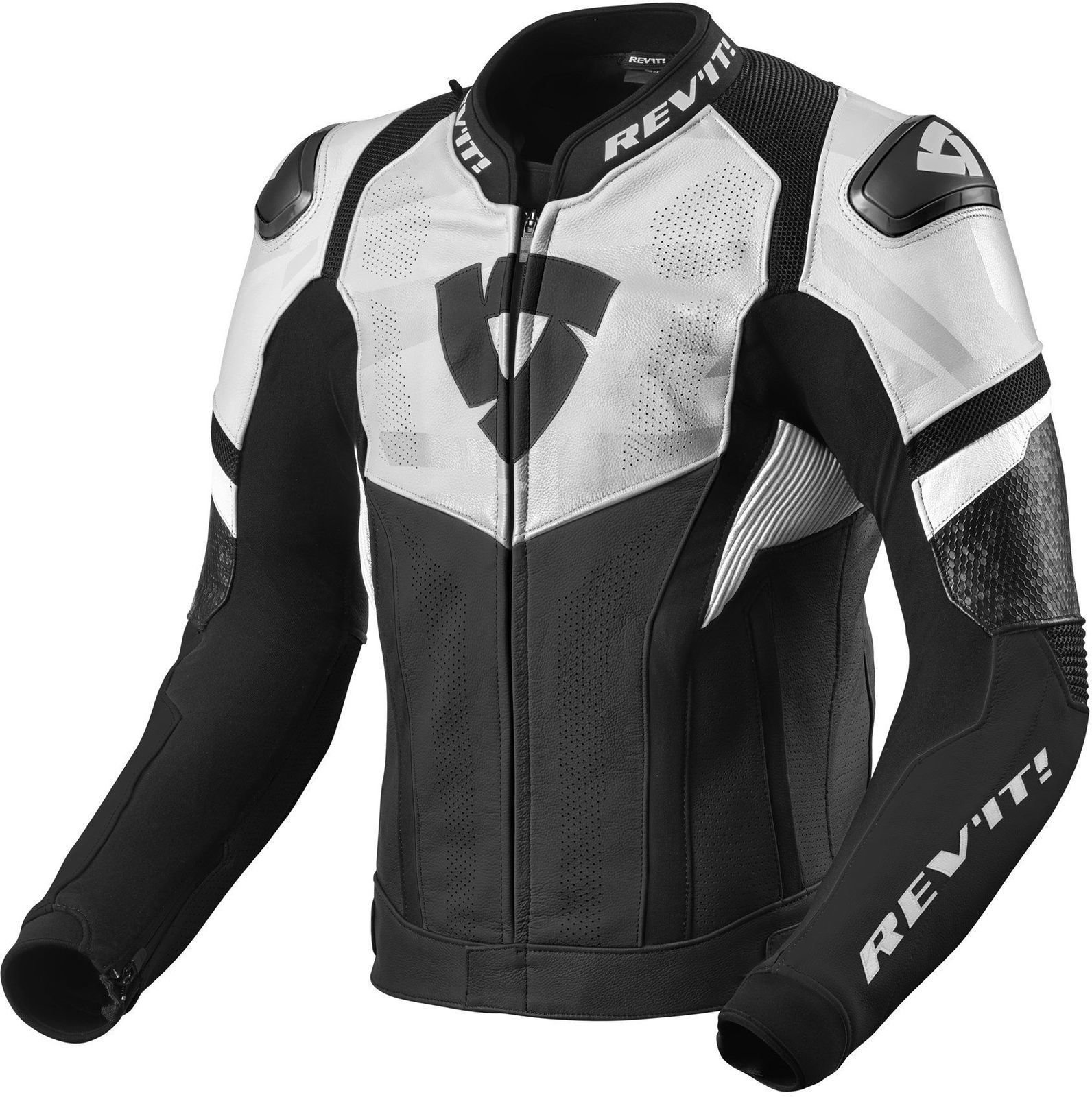 Leather Jacket Rev'it! Hyperspeed Air Black/White 50 Leather Jacket