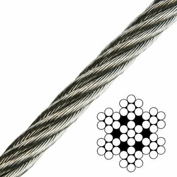 Nerezové lanko Talamex Wire Rope Stainless Steel AISI316 7x7 - 2 mm - 1