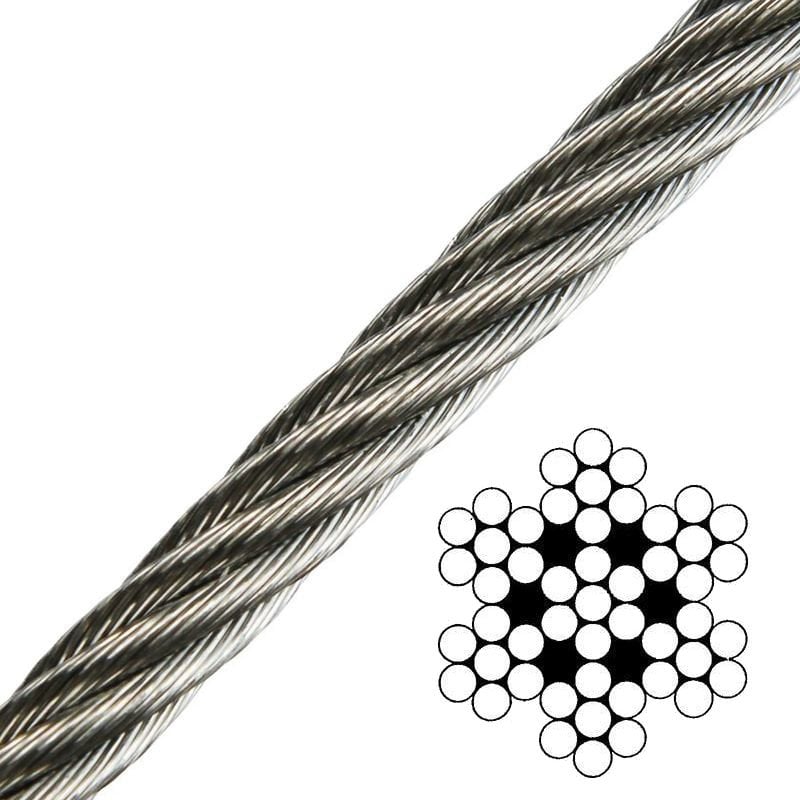 Nerezové lodní lano Talamex Wire Rope Stainless Steel AISI316 7x7 - 6 mm