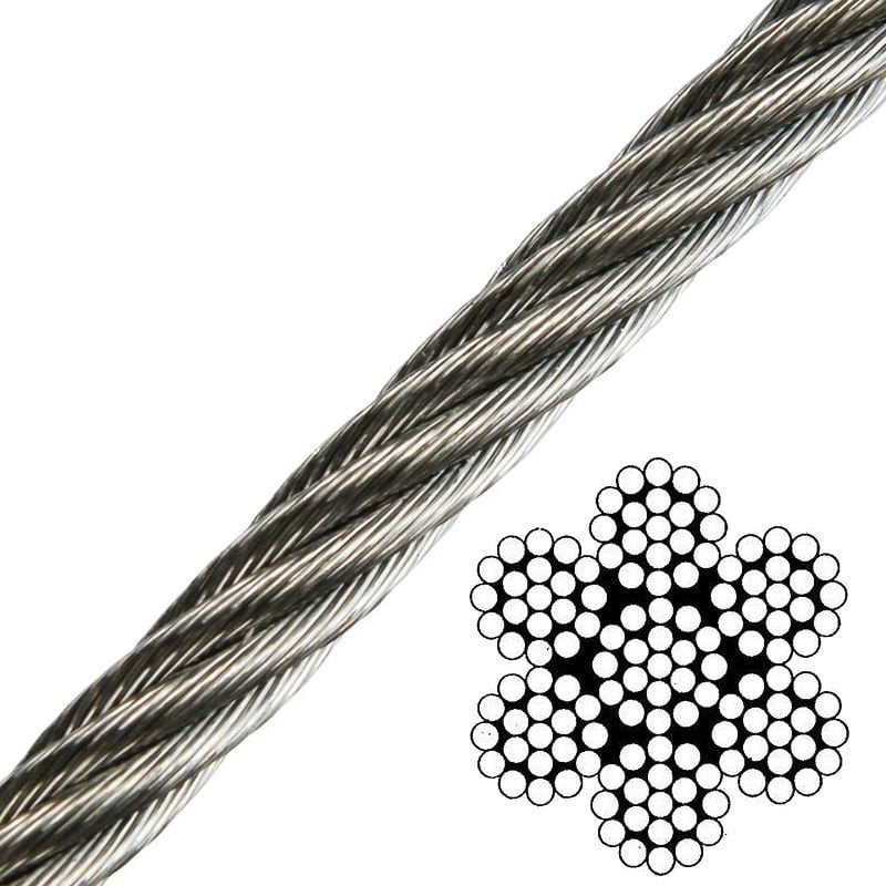 Vrvi iz nerjavečega jekla Talamex Wire Rope Stainless Steel AISI316 7x19 - 6 mm