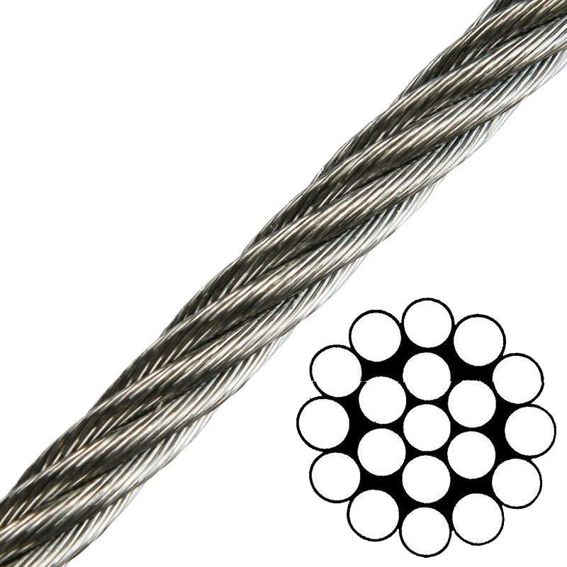 Cable de acero inoxidable Talamex WR SS AISI316 1x19 Cable de acero inoxidable