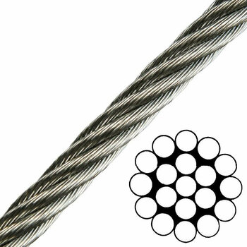 Въжета от неръждаема стомана Talamex Wire Rope Stainless Steel AISI316 1x19 - 5 mm - 1