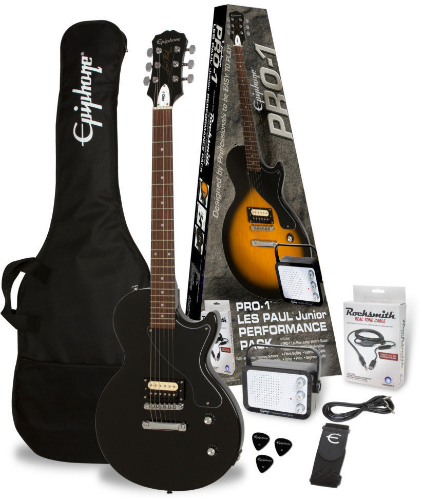 Guitare électrique Epiphone PRO-1 Les Paul Jr. Performance Pack Ebony