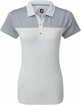 Polo trøje Footjoy Lisle Dot Print Yoke Womens Polo Shirt White/Navy XS - 1