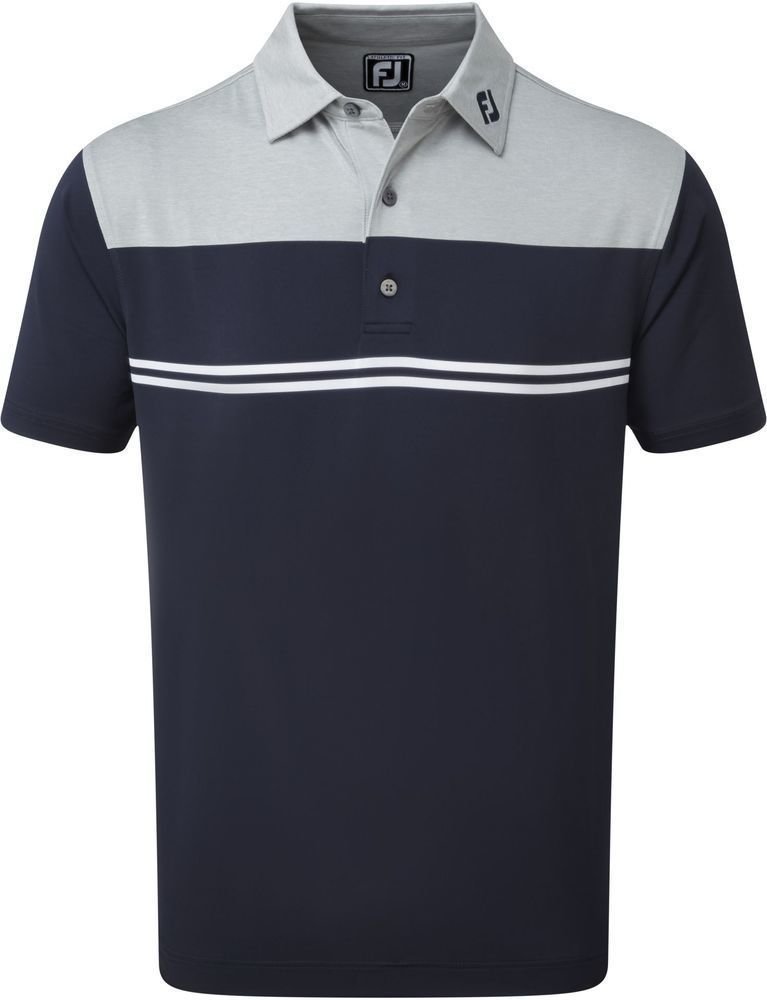 Polo-Shirt Footjoy Heather Colour Block Lisle Grey/Navy/White XL