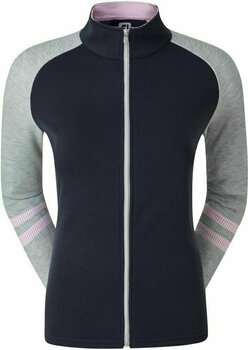 Tröja Footjoy Raglan Full-Zip Colour Block Womens Sweater Navy/Heather Grey/Rose M - 1