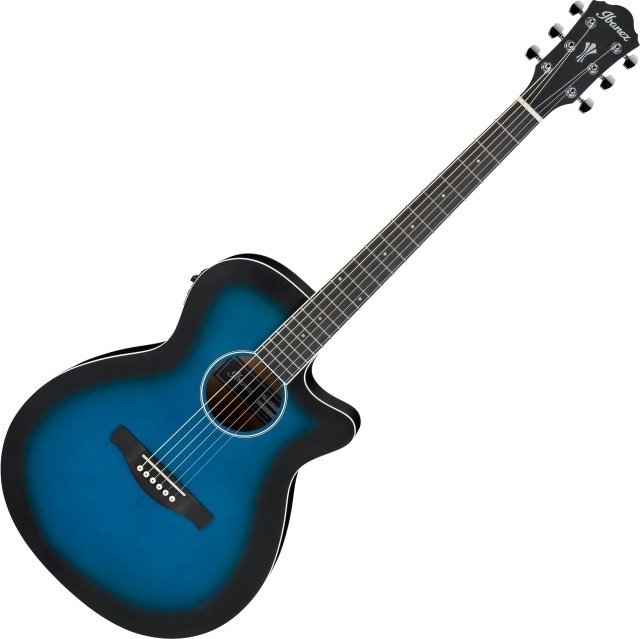 Jumbo elektro-akoestische gitaar Ibanez AEG7-TBO Transparent Blue Sunburst