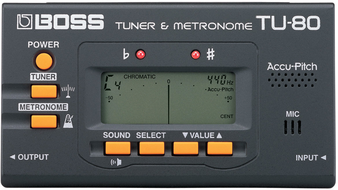 Elektronická ladička Boss TU-80 Tuner/Metronome
