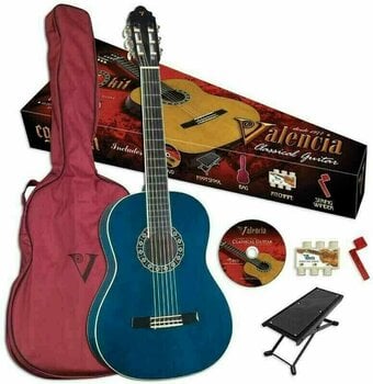 Guitare classique taile 1/2 pour enfant Valencia CG1 K 1/2 Transparent Blue - 1