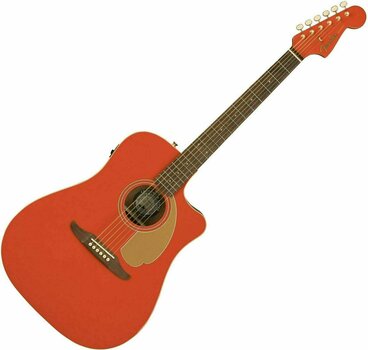 Dreadnought elektro-akoestische gitaar Fender Redondo Player Fiesta Red - 1