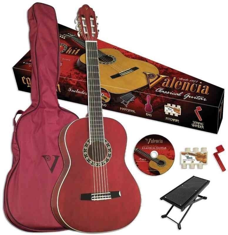 Semi-klassieke gitaar voor kinderen Valencia CG1K 1/2 Transparent Wine Red