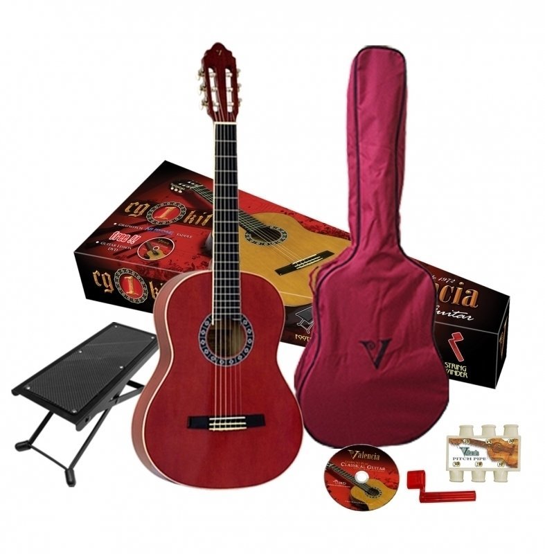 Klassieke gitaar Valencia CG1K Transparent Wine Red