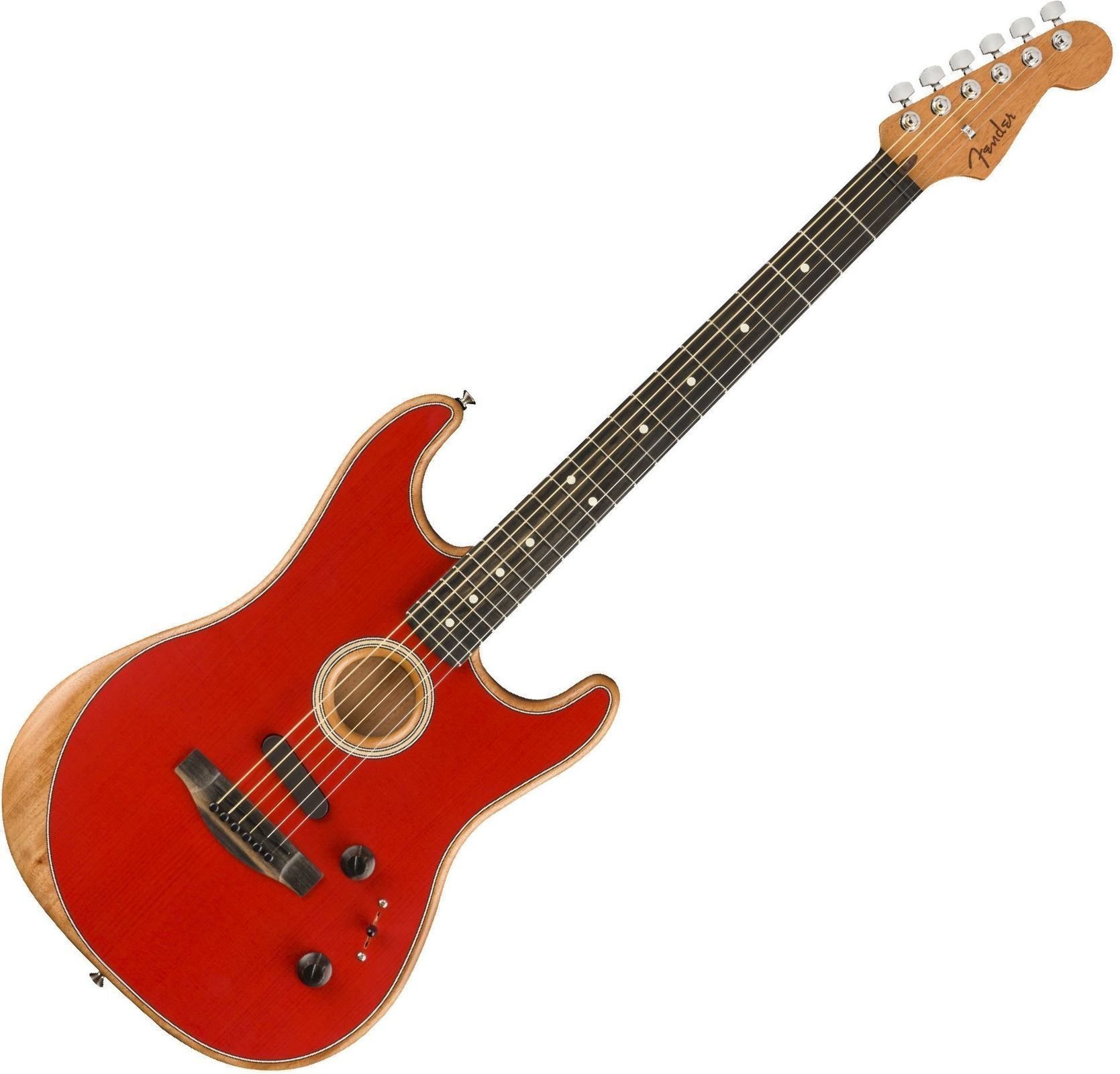 Guitarra eletroacústica especial Fender American Acoustasonic Stratocaster Dakota Red