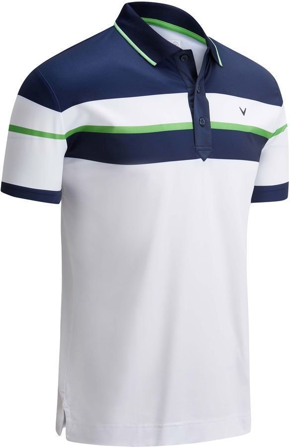 Camiseta polo Callaway Shoulder & Chest Block Mens Polo Shirt Bright White/Dress Blue XL