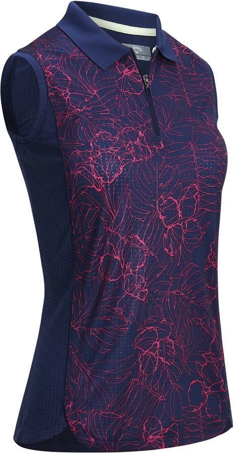 Polo Shirt Callaway Sleeveless Flower Print Peacoat S