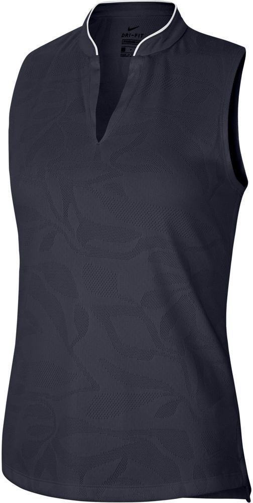 Polo Nike Breathe Fairway Jacquard Sleeveless Womens Polo Shirt Obsidian/White/Obsidian M