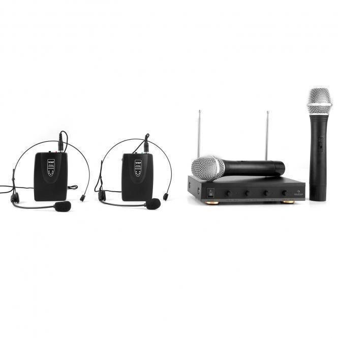 Ručný bezdrôtový systém, handheld Auna VHF-4 V3 Wireless Microphone Set 2 Headset 2 Handheld