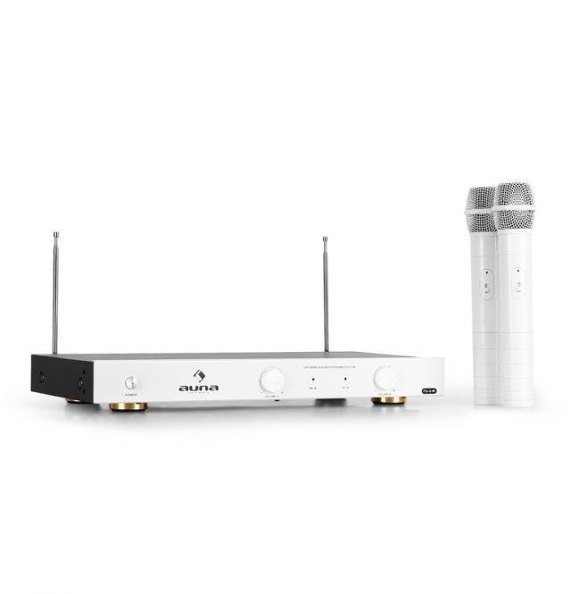 Système sans fil avec micro main Auna 3-W VHF Wireless Microphone Set 2 Handheld White