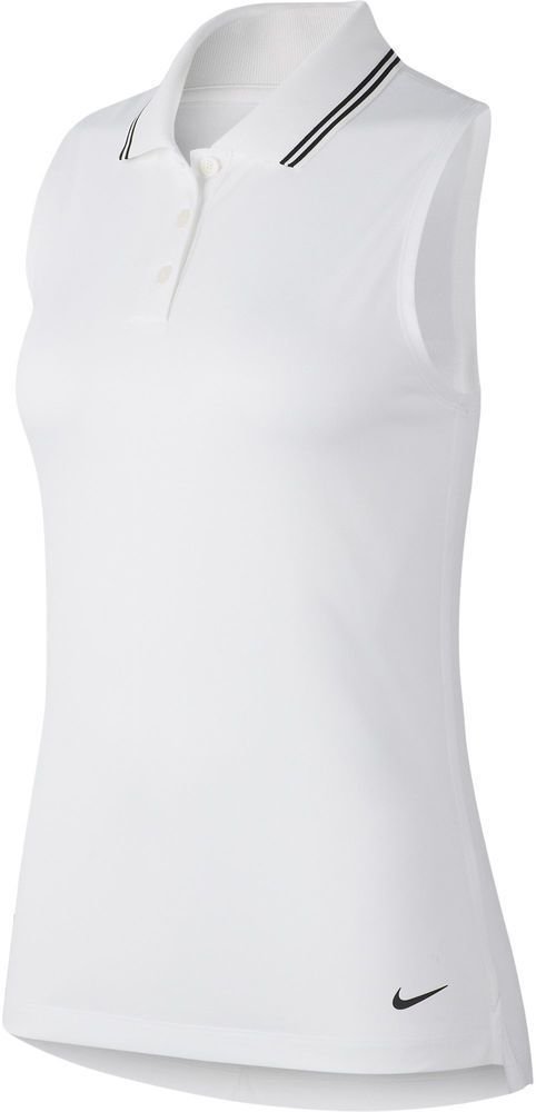 Camisa pólo Nike Dri-Fit Victory Solid Sleeveless Womens Polo Shirt White/Black/Black M