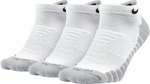 Meias Nike Everyday Max Cushion No-Show Socks (3 Pair) White/Wolf Grey/Black S - 1