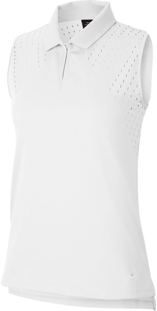 Camiseta polo Nike Dri-Fit ACE Jacquard Sleeveless Womens Polo Shirt White/White XL