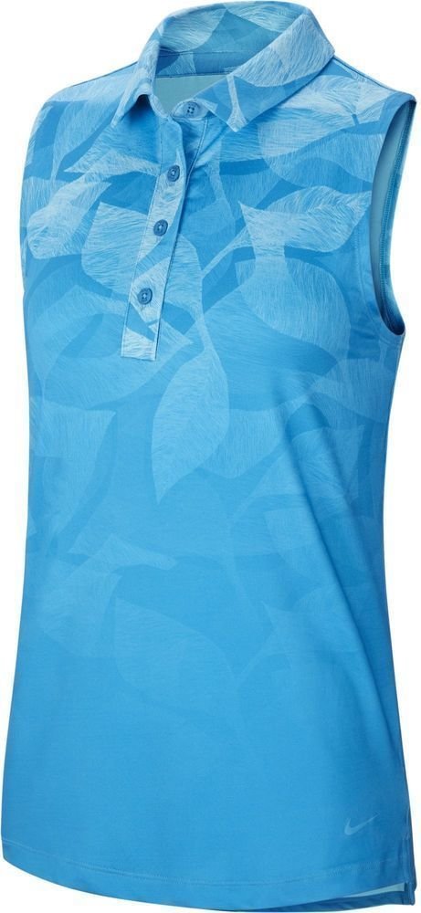 Πουκάμισα Πόλο Nike Dri-Fit Fairway Print Sleeveless Womens Polo Shirt Laser Blue/Laser Blue S