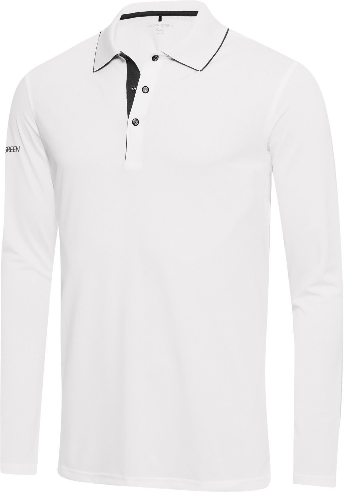 Polo trøje Galvin Green Marc Ventil8+ Mens Long Sleeve Polo Shirt White/Black XL