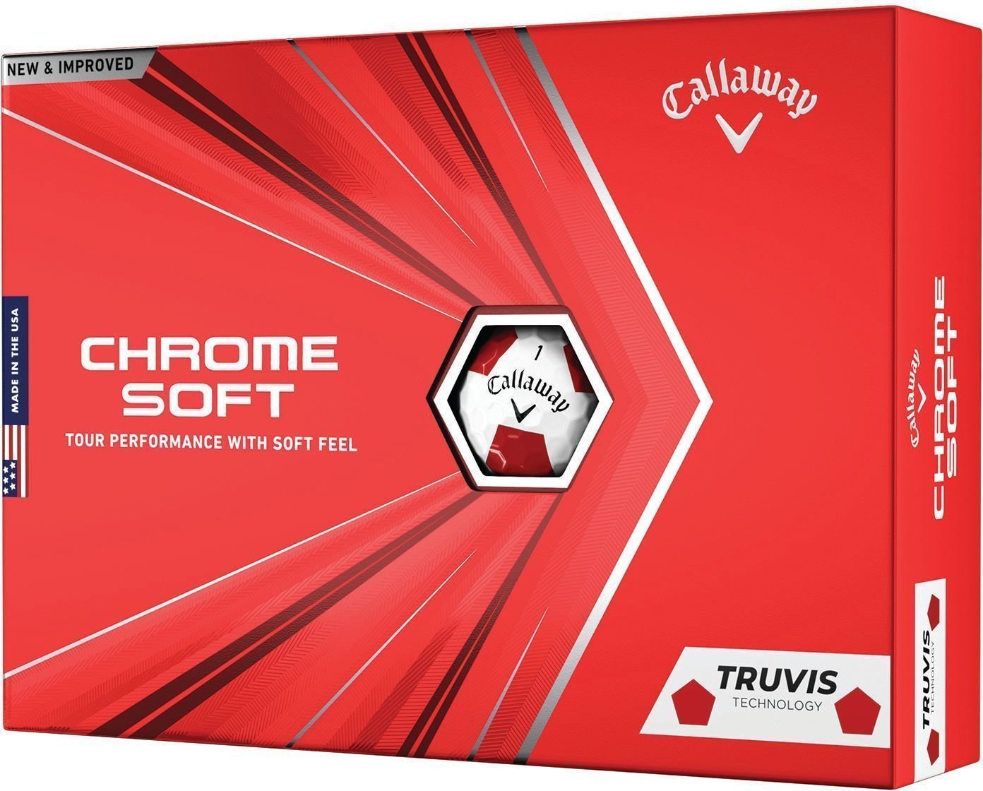 Μπάλες Γκολφ Callaway Chrome Soft 2020 White Truvis Red