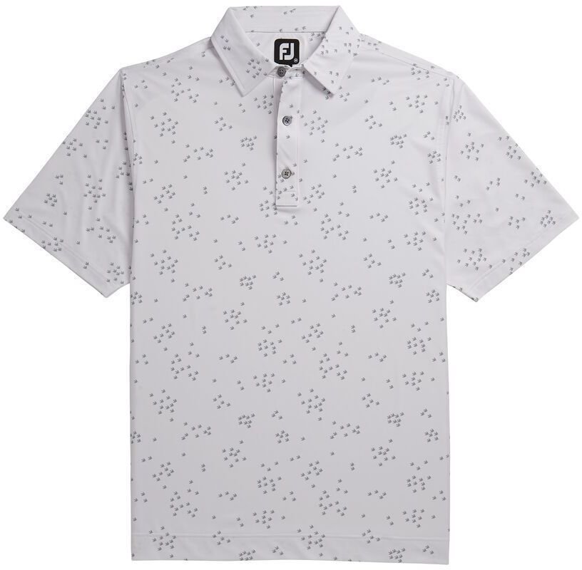 Camisa pólo Footjoy Lisle Flock Birds Mens Polo Shirt White/Grey L