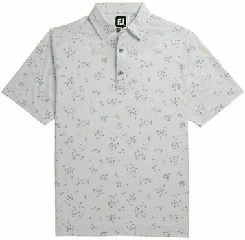Camisa pólo Footjoy Lisle Flock Birds Mens Polo Shirt White/Grey L - 1