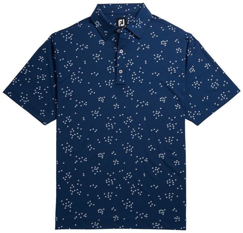 Риза за поло Footjoy Lisle Flock Birds Mens Polo Shirt Deep Blue/White 2XL