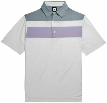 Polo Shirt Footjoy Double Block Birdseye Pique White/Soft Purple/Deep Blue L - 1