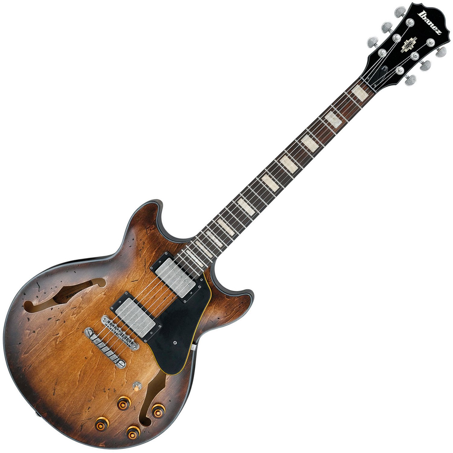 Semi-akoestische gitaar Ibanez AMV10A Tobacco Burst Low Gloss