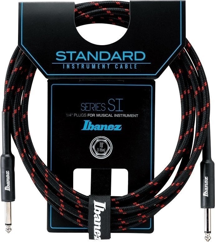 Nástrojový kabel Ibanez SI10-BW Černá-Červená 3 m Rovný - Rovný