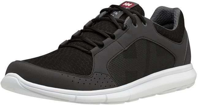 Mens Sailing Shoes Helly Hansen Men's Ahiga V4 Hydropower Sneakers Jet Black/White/Silver Grey/Excalibur 41