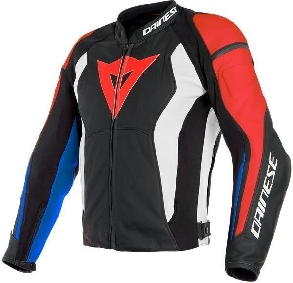 Usnjena jakna Dainese Nexus Leather Jacket Black/Lava Red/White/Blue 48