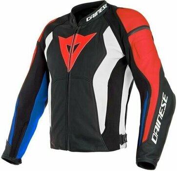 Leren jas Dainese Nexus Leather Jacket Black/Lava Red/White/Blue 48 - 1