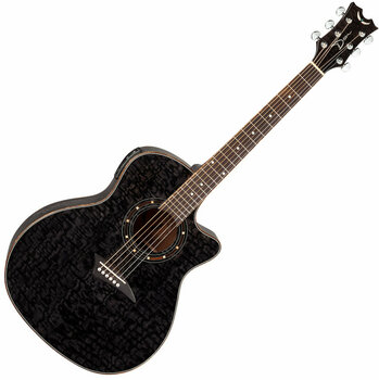 Електро-акустична китара Джъмбо Dean Guitars Exotica Quilt Ash A/E - Trans Black - 1