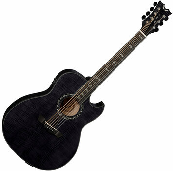 Jumbo elektro-akoestische gitaar Dean Guitars Exhibition Ultra 7 String with USB Trans Black - 1