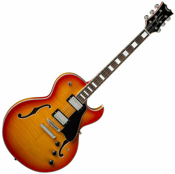 Semi-akoestische gitaar Dean Guitars Colt Flame Top w/Piezo - Trans Amberburst - 1