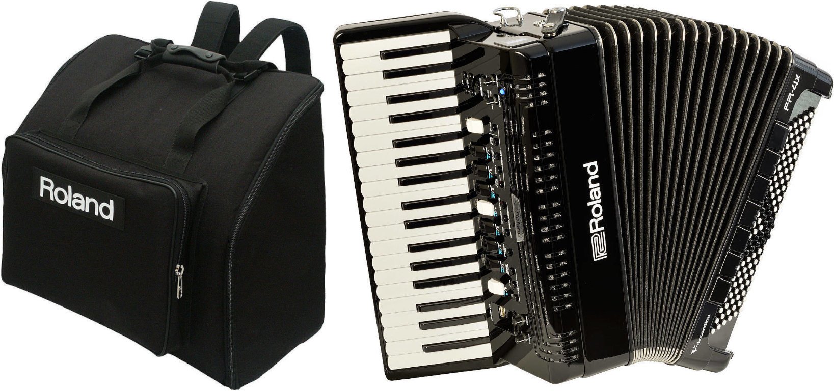 Acordeão para piano Roland FR-4x Black Bag SET Preto Acordeão para piano