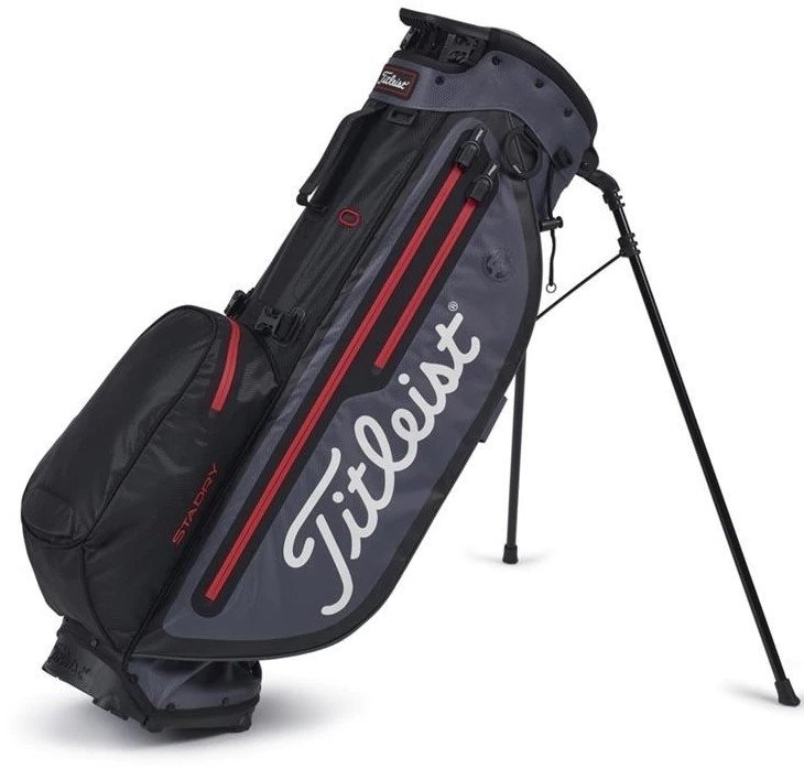 Чантa за голф Titleist Players 4 Plus StaDry Stand Bag Black/Charcoal/Red