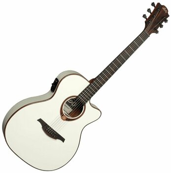 Jumbo elektro-akoestische gitaar LAG Tramontane 118 T118ASCE-IVO Ivory - 1