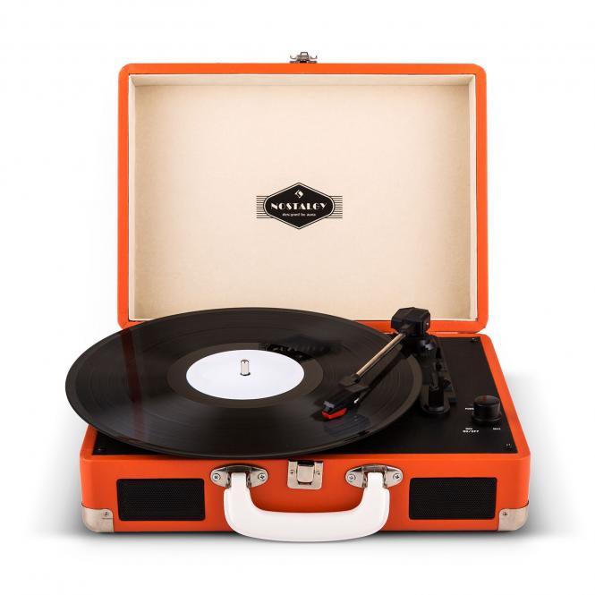 Auna Peggy Sue Retro Suitcase Turntable LP USB Orange - Muziker