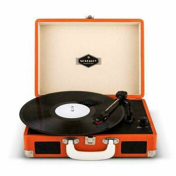 Draagbare platenspeler Auna Peggy Sue Retro Suitcase Turntable LP USB Orange - 1
